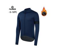 (YTFJ381-Darkblue, Asia L (EU M)) Winter -5 10 Pro Thermal Fleece Jacket Windproof Waterproof Long Sleeve Cycling Jersey Men Sports Bicycle Clothes Ciclism