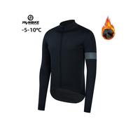 (YTFJ383-Black, Asia L (EU M)) Winter -5 10 Pro Thermal Fleece Jacket Windproof Waterproof Long Sleeve Cycling Jersey Men Sports Bicycle Clothes Ciclism