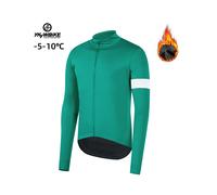 (YTFJ384-Green, Asia L (EU M)) Winter -5 10 Pro Thermal Fleece Jacket Windproof Waterproof Long Sleeve Cycling Jersey Men Sports Bicycle Clothes Ciclism