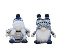 YTFSKFUI 2Pcs Gonks, Knitted Handmade Christmas Gnomes with Soft Fabric Hat, Elegant Blue Christmas Gonks, Faceless Gnome Christmas Decorations for Home Bookcase Christmas Holiday Indoor