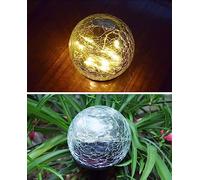 YTFSKFUI Garden Solar Lights, Cracked Glass Ball Waterproof Warm Yellow LED Solar Lights Garden for Outdoor Decor Decorations Pathway Patio Yard Lawn,(12cm,4.7Inch)