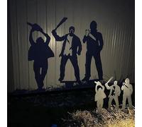 YTFSKFUI Halloween Metal Yard Stakes Set of 3, Shadowy Silhouette Garden Stakes, Blue Light, Perfect for Halloween Celebrations