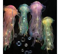 YTFSKFUI Jellyfish Light, Hanging Jelly Fish Light Lamp, Battery Powered Bright Jellyfish Garden Lights, Plastic Hanging Decorations for Home Birthday Ocean Theme Party Garden, 4 Colors