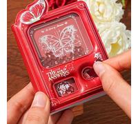 YTFSKFUI Small Notebook, Butterfly Pocket Notebook with Interesting Cover and Pendant Chain, 70 Sheets 10×7cm Mini Notebook, A7 Notepad, Fun Answer Book for To Do List Note Travel Office (Pink) (Red)