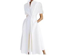 YTGHBIML Button Down Dress Lapel V Neck Long Dress with 2 Side Pockets Maxi Dress Casual Loose Dresses for Women A Line Shirt Dress