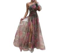 YTGHBIML S,m,l,x-l Maxi Dress Unique Womens Sexy Long Sleeve Off-shoulder Mesh 3d Flowers Bodycon Dresses Fashion Long Dress