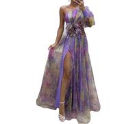 YTGHBIML S,m,l,x-l Maxi Dress Unique Womens Sexy Long Sleeve Off-shoulder Mesh 3d Flowers Bodycon Dresses Fashion Long Dress