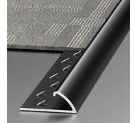YTGHBIML Waterproof Floor Transition Strip 3-Pack Aluminum Thresholds Edge Trim Cuttable Carpet Edge Strip,Arc-Shaped Rug Floor Divider Strip(Nero)