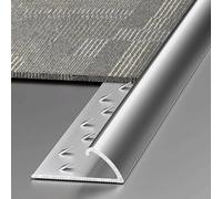 YTGHBIML Waterproof Floor Transition Strip 3-Pack Aluminum Thresholds Edge Trim Cuttable Carpet Edge Strip,Arc-Shaped Rug Floor Divider Strip(Silver)