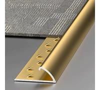 YTGHBIML Waterproof Floor Transition Strip 3-Pack Aluminum Thresholds Edge Trim Cuttable Carpet Edge Strip,Arc-Shaped Rug Floor Divider Strip(Gold)