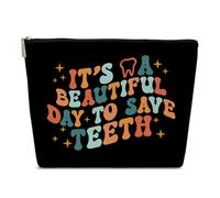Ythuil Dental Assistant Gifts for Women Makeup Bag, It's A Beautiful Day To Save Teeth, Graduation Dental Hygienist Gifts, Small Cosmetic Bag for Purse, Hygiene Student Must Haves Organizer Pouch