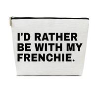 Ythuil French Bulldog Gifts Makeup Bag, Funny Cosmetic Pouch, I'd Rather Be With My Frenchie, Frenchie Mom Gifts for French Bulldog Lovers Mama Women Sister, Girl Stuff Makeup Pouch, colorful