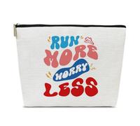 Ythuil Running Gifts for Women, Run More Worry Less Makeup Bag, Gifts for Marathon Lovers Female, Sports Cosmetic Bags for Purse, Sports Stuff for Women, colorful