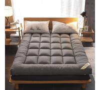 YTIAMO Full Size Japanese Floor Futon Mattress, Thickened Brushed Fabric, Foldable Portable, Quilted Core, Anti Slip Straps, Winter Warm For Dorm(Size:150x200cm,Color:Gray)