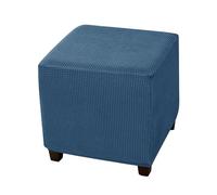 YTIAMO Stretch Square Ottoman Cover - Non-Slip Full Coverage Elastic Slipcover, Washable Living Room Footrest Protector(Size:17.7" D x 17.7" W x 17.7" H,Color:Blue)
