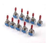 Ytian 10Pcs DPDT Toggle Switches, 6-Pin 2 Position ON-ON, AC 250V/3A 120V/6A, Miniature Switches with Red Plastic Cap, Panel Mount, Screw Terminal, Silver Contact Resistance