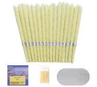 YTIan 16 Pcs Natural Ear Candles Beeswax Candling Cones,Beeswax Ear Candle,100% Natural Ear Candles with 8 Protective Disks 30 Cotton Swab，Fragrance Organic Plant Material