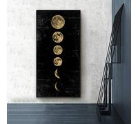YTITILUCK framed prints Big Size Eclipse of The Moon Wall Art Vertical Pictures Minimalist Canvas Print Poster Long Banner Art Painting Home Decor 75X150cm(29.5x59.1in) Inner Frame