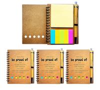 YTJHOME 4 Sets Employee Appreciation Lnspirational Spiral Journal With Sticky Note Notepad Motivational Bamboo Ballpoint Pen Bulk Perfect for team, office/students, thank you gift