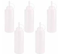 YTJHOME 5 Pack 500ML Plastic Squeeze Bottles With Caps Measurement Markings Leak Proof BPA Free Easy Squeeze For Ketchup BBQ Sauces Syrup Dressings