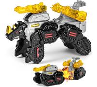 YTKIH Magnetic Transformer Car Toys, 2 in 1 Crash Transform into Dinosaur Car Toys, Collision Transforming Car Birthday Party Gifts for 3 4 5 6 7 8 Years Old Kids Boys Girls, Black
