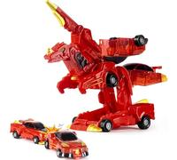 YTKIH Magnetic Transformer Car Toys, 2 in 1 Crash Transform into Dinosaur Car Toys, Collision Transforming Car Birthday Party Gifts for 3 4 5 6 7 8 Years Old Kids Boys Girls, Red