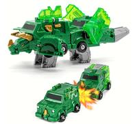 YTKIH Magnetic Transformer Car Toys, 2 in 1 Crash Transform into Dinosaur Car Toys, Collision Transforming Car Birthday Party Gifts for 3 4 5 6 7 8 Years Old Kids Boys Girls, Green