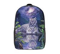 YTLIXIANGN Unisex School Bag Animal Tiger Adult Children's Backpack Tiger on Calm Lake Suitable for Outdoor School Family Travel 3D Backpack 17 inches
