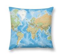YTLKGFP 16 "x16 Throw Pillow Covers for Sofa World Map Pillow Covers Decorative Square Pillowcases Soft Cozy Cushion Cases for Couch Bed Bedroom Living Room Office
