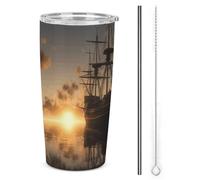 YTLKGFP 20 Oz Ship in The Lake Tumbler with Straw Leak-Proof Insulated Vacuum Water Cup Stainless Steel Travel Coffee Beverage Mug Personalized Gift for Men Women