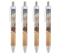 YTLKGFP Custom Old Wild West Town Ballpoint Pen Personalized Pens Retractable Pens DIY Photo Pen Smooth Black Ink Writing Suitable for Business Office School Graduation Gifts 4 PCS