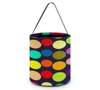 YTLKGFP Halloween Baskets Beautiful Polka Dot Printed Candy Bucket Halloween Trick Or Treat Bag Portable Candy Bag Goodie Bags for Party Favor, Beautiful Polka Dot, 7.9 X 8.3 inch