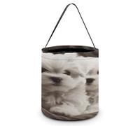 YTLKGFP Halloween Baskets Cute Maltese Puppy Printed Candy Bucket Halloween Trick Or Treat Bag Portable Candy Bag Goodie Bags for Party Favor, Cute Maltese Puppy, 7.9 X 8.3 inch
