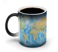 YTLKGFP Heat Changing Mug Color Changing Mugs World Map Printed Ceramic Heat Sensitive Coffee Cup Discoloration Mug Funny Mugs Magic Funny Art Mug