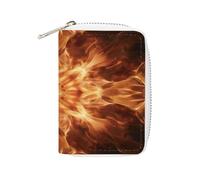 YTLKGFP Leather Card Organizer Case Card Wallet Credit Card Holder Beautiful Flame Pattern Printed Zipper Card Cases Holder for Women Men, Beautiful Flame Pattern, 6.3 x 4.5 inch, Contemporary