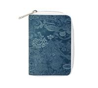 YTLKGFP Leather Card Organizer Case Card Wallet Credit Card Holder Blue Floral Lace Printed Zipper Card Cases Holder for Women Men, Blue Floral Lace, 6.3 x 4.5 inch, Contemporary
