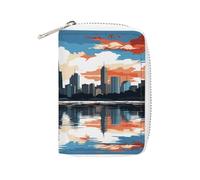 YTLKGFP Leather Card Organizer Case Card Wallet Credit Card Holder Chicago Skyline Printed Zipper Card Cases Holder for Women Men, Chicago Skyline, 6.3 x 4.5 inch, Contemporary