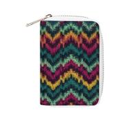 YTLKGFP Leather Card Organizer Case Card Wallet Credit Card Holder Colorful Knitted Pattern Printed Zipper Card Cases Holder for Women Men, Colorful Knitted Pattern, 6.3 x 4.5 inch, Contemporary