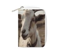 YTLKGFP Leather Card Organizer Case Card Wallet Credit Card Holder Goat on Hillside Printed Zipper Card Cases Holder for Women Men, Goat on Hillside, 6.3 x 4.5 inch, Contemporary