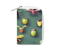 YTLKGFP Leather Card Organizer Case Card Wallet Credit Card Holder Insect Atlas Printed Zipper Card Cases Holder for Women Men, Insect Atlas, 6.3 x 4.5 inch, Contemporary
