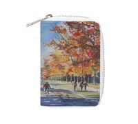 YTLKGFP Leather Card Organizer Case Card Wallet Credit Card Holder Long Straight Road Printed Zipper Card Cases Holder for Women Men, Long Straight Road, 6.3 x 4.5 inch, Contemporary