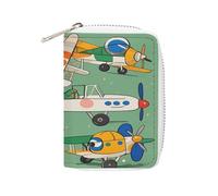 YTLKGFP Leather Card Organizer Case Card Wallet Credit Card Holder Many Cartoon Small Airplanes Printed Zipper Card Cases Holder for Women Men, Many Cartoon Small Airplanes, 6.3 x 4.5 inch,