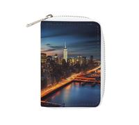 YTLKGFP Leather Card Organizer Case Card Wallet Credit Card Holder New York City Scenery Printed Zipper Card Cases Holder for Women Men, New York City Scenery, 6.3 x 4.5 inch, Contemporary