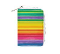 YTLKGFP Leather Card Organizer Case Card Wallet Credit Card Holder Rainbow Colored Striped Printed Zipper Card Cases Holder for Women Men, Rainbow Colored Striped, 6.3 x 4.5 inch, Contemporary