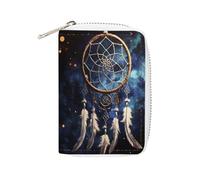 YTLKGFP Leather Card Organizer Case Card Wallet Credit Card Holder White Fantasy Dream Catcher Printed Zipper Card Cases Holder for Women Men, White Fantasy Dream Catcher, 6.3 x 4.5 inch, Contemporary