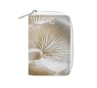 YTLKGFP Leather Card Organizer Case Card Wallet Credit Card Holder White Oyster Mushrooms Printed Zipper Card Cases Holder for Women Men, White Oyster Mushrooms, 6.3 x 4.5 inch, Contemporary