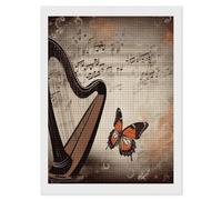 YTLKGFP Music Butterfly Diamond Painting Kits for Adults 5D Full Drill Square Diamond Art Kit DIY Gem Crystal Art Painting Diamonds Dots Painting Home Wall Decor for Beginners 12"x16"