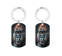 YTLKGFP Personalized Metal Keychain Metal Key Rings A Gorilla Printed Keychain for Keys Backpack Pulls And More, A Gorilla, 2 * 1.1 inches