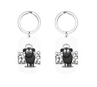 YTLKGFP Personalized Metal Keychain Metal Key Rings Cartoon Black White Sheep Printed Keychain for Keys Backpack Pulls And More, Cartoon Black White Sheep, 2 * 1.1 inches