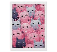 YTLKGFP Pink Cat Diamond Painting Kits for Adults 5D Full Drill Square Diamond Art Kit DIY Gem Crystal Art Painting Diamonds Dots Painting Home Wall Decor for Beginners 12"x16"